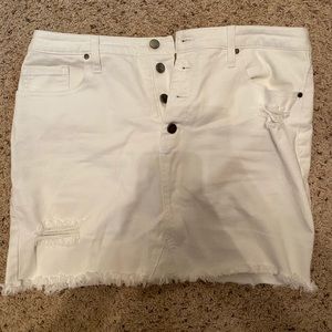 High Waisted White Jean Skirt